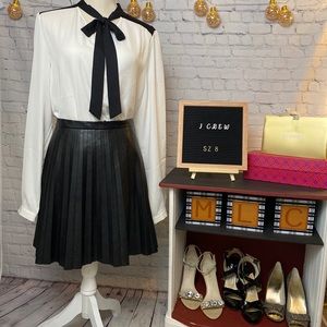 J Crew Faux Leather Pleated Skirt
